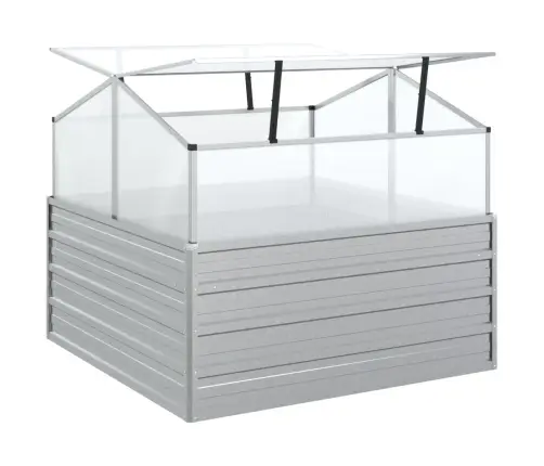 Augstā Puķu Kaste Ar Siltumnīcu, 100X100X85 Cm, Sudraba Krāsa Vidaxl