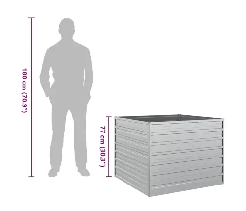 Augstā Puķu Kaste, 100X100X77 Cm, Cinkots Tērauds, Sudrabains Vidaxl