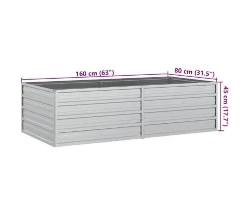 Peenrakast, 160 X 80 X 45 cm Tsingitud Teras, Hõbedane