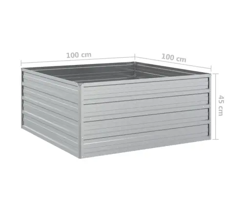 Augstā Puķu Kaste, 100X100X45 Cm, Cinkots Tērauds, Sudrabains Vidaxl