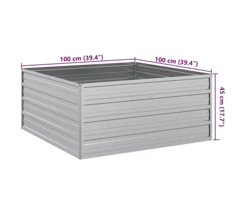 Augstā Puķu Kaste, 100X100X45 Cm, Cinkots Tērauds, Sudrabains Vidaxl