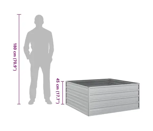 Augstā Puķu Kaste, 100X100X45 Cm, Cinkots Tērauds, Sudrabains Vidaxl