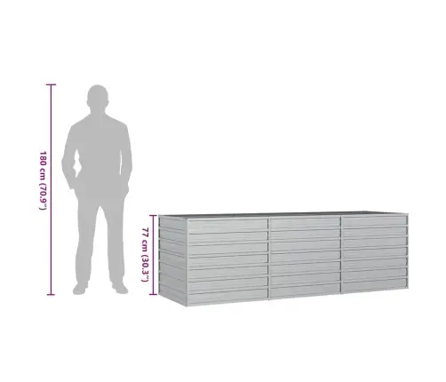 Augstā Puķu Kaste, 240X80X77 Cm, Cinkots Tērauds, Sudrabains Vidaxl