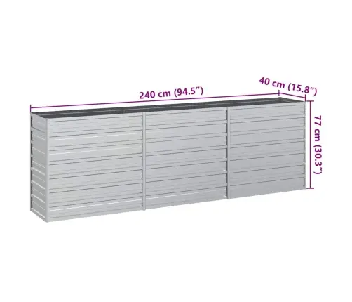 Augstā Puķu Kaste, 240X40X77 Cm, Cinkots Tērauds, Sudrabains Vidaxl