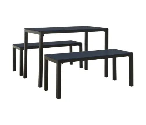 3-Daļīgs Dārza Mēbeļu Komplekts, Tērauds Un Wpc, Melns Vidaxl