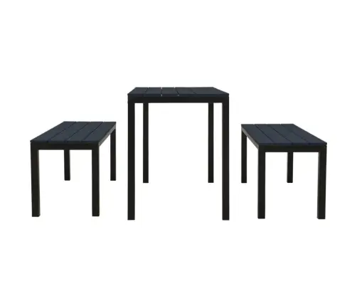 3-Daļīgs Dārza Mēbeļu Komplekts, Tērauds Un Wpc, Melns Vidaxl