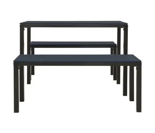 3-Daļīgs Dārza Mēbeļu Komplekts, Tērauds Un Wpc, Melns Vidaxl