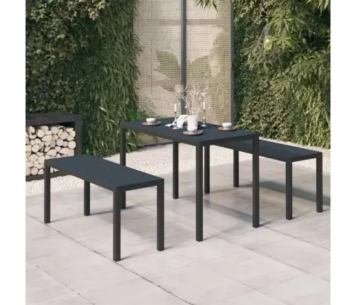 3-Daļīgs Dārza Mēbeļu Komplekts, Tērauds Un Wpc, Melns Vidaxl