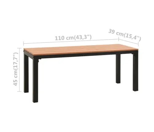 Dārza Sols, 110 Cm, Tērauds Un Wpc, Brūns, Melns Vidaxl