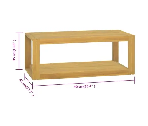 Sieninė Vonios Kambario Spintelė, 90X45X35cm Tikmedžio Masyvas