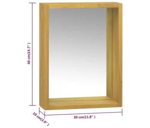 Skapītis Ar Spoguli, 30X10X40 Cm, Masīvs Tīkkoks Vidaxl