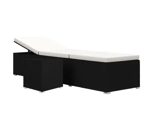 Sauļošanās Zvilnis Ar Galdiņu, Melns, Pe Pinums Vidaxl