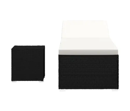 Sauļošanās Zvilnis Ar Galdiņu, Melns, Pe Pinums Vidaxl