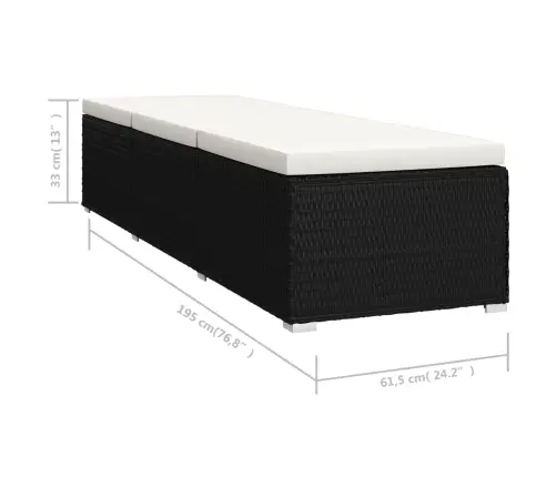 Sauļošanās Zvilnis Ar Galdiņu, Melns, Pe Pinums Vidaxl