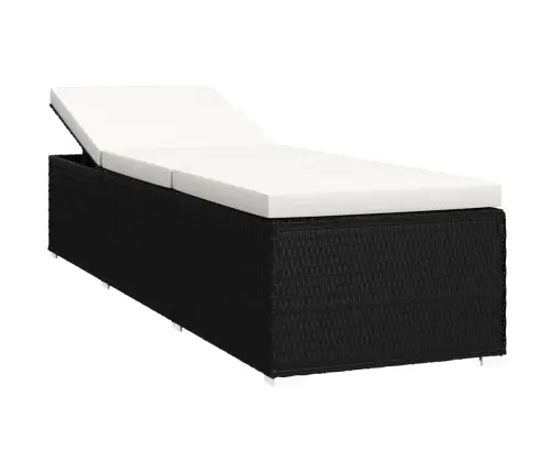 Sauļošanās Zvilnis Ar Galdiņu, Melns, Pe Pinums Vidaxl