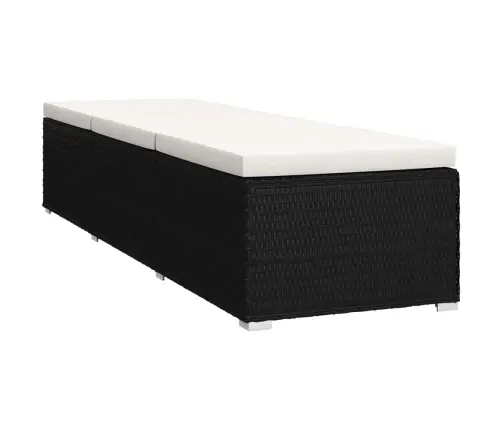 Sauļošanās Zvilnis Ar Galdiņu, Melns, Pe Pinums Vidaxl