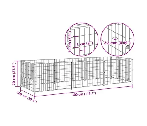 Suņu Voljērs, Melns, 3 M², Tērauds Vidaxl