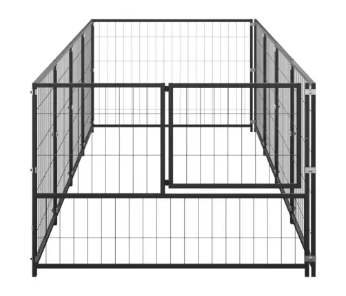 Suņu Voljērs, Melns, 4 M², Tērauds Vidaxl