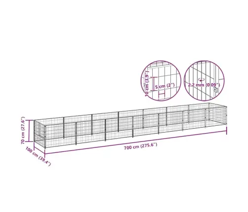 Suņu Voljērs, Melns, 7 M², Tērauds Vidaxl
