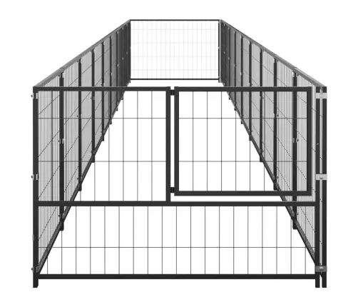 Suņu Voljērs, Melns, 9 M², Tērauds Vidaxl