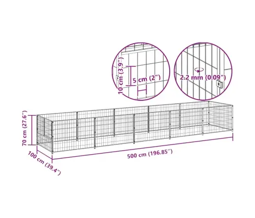 Voljeras Šunims, Sidabrinės Spalvos, 5M², Plienas