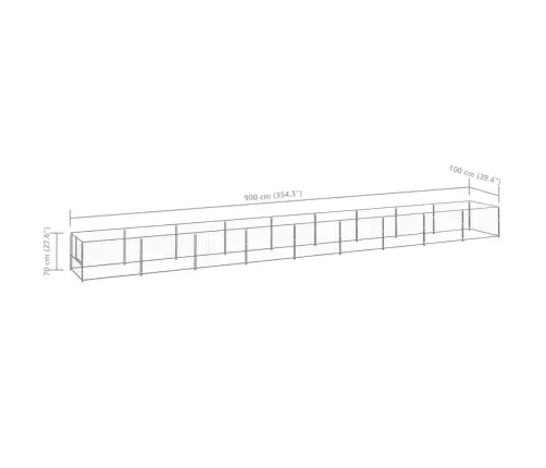 Suņu Voljērs, Sudraba Krāsa, 9 M², Tērauds Vidaxl