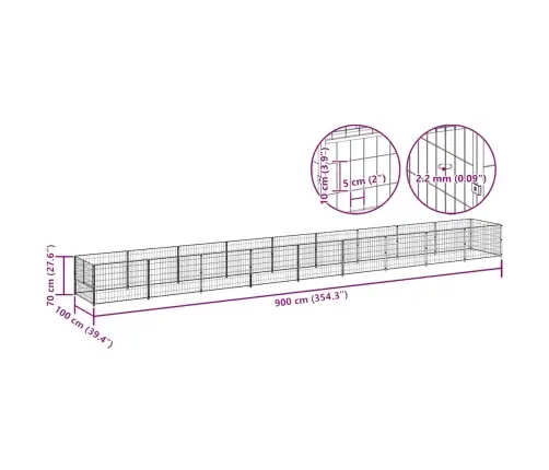 Suņu Voljērs, Sudraba Krāsa, 9 M², Tērauds Vidaxl