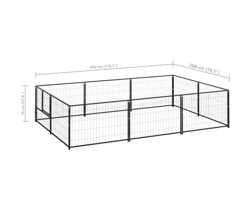 Suņu Voljērs, Melns, 6 M², Tērauds Vidaxl