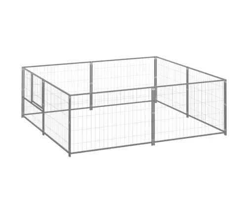 Suņu Voljērs, Sudraba Krāsa, 4 M², Tērauds Vidaxl