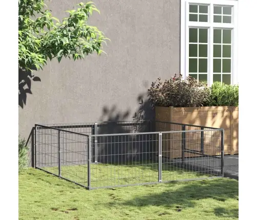 Suņu Voljērs, Sudraba Krāsa, 4 M², Tērauds Vidaxl