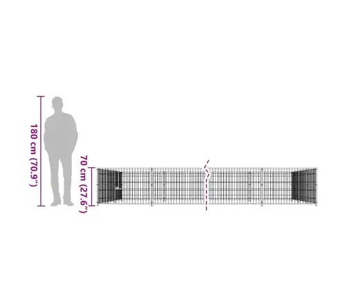 Suņu Voljērs, Melns, 15 M², Tērauds Vidaxl