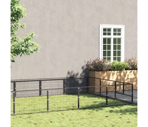 Suņu Voljērs, Melns, 18 M², Tērauds Vidaxl