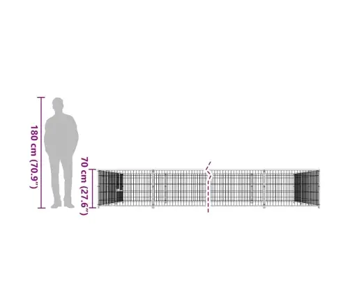 Suņu Voljērs, Melns, 21 M², Tērauds Vidaxl