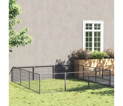 Suņu Voljērs, Sudraba Krāsa, 9 M², Tērauds Vidaxl