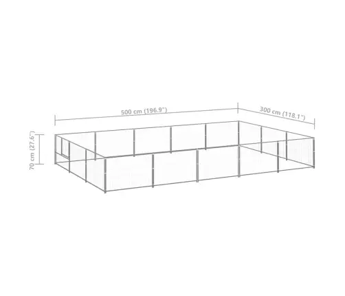 Suņu Voljērs, Sudraba Krāsa, 15 M², Tērauds Vidaxl