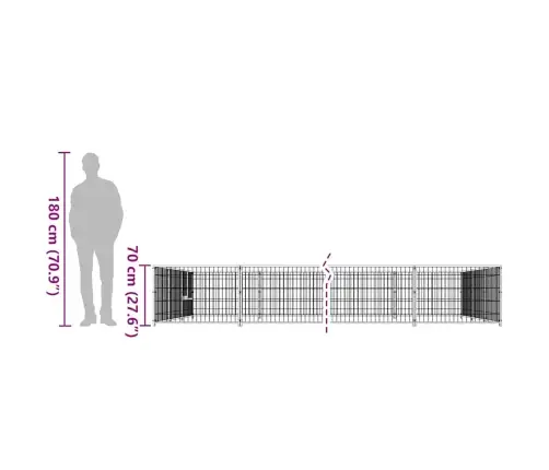 Suņu Voljērs, Sudraba Krāsa, 15 M², Tērauds Vidaxl