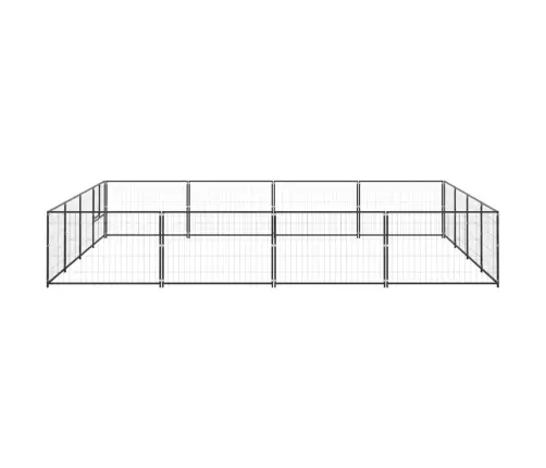 Suņu Voljērs, Melns, 16 M², Tērauds Vidaxl