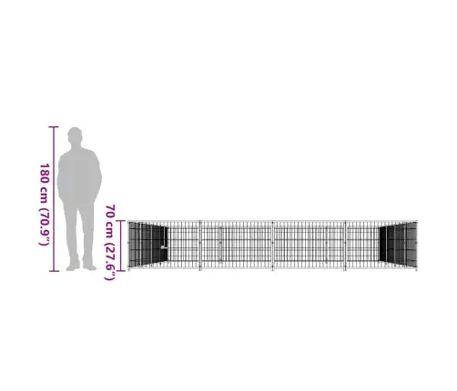 Suņu Voljērs, Melns, 16 M², Tērauds Vidaxl