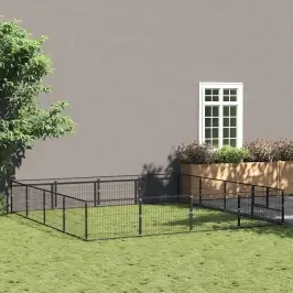 Suņu Voljērs, Melns, 16 M², Tērauds Vidaxl