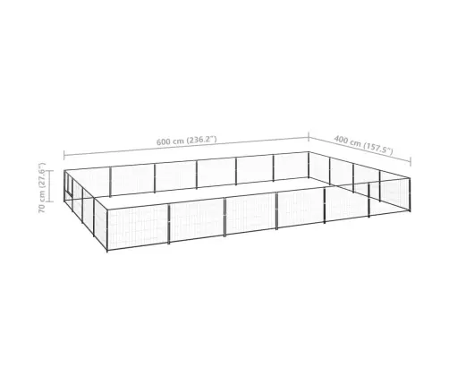 Suņu Voljērs, Melns, 24 M², Tērauds Vidaxl