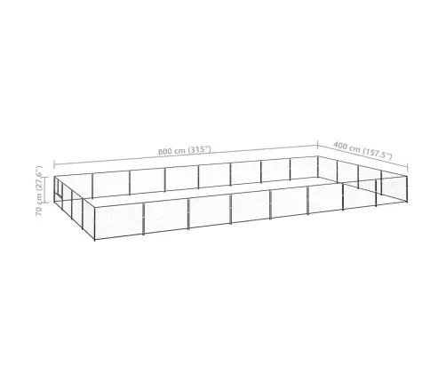 Suņu Voljērs, Melns, 32 M², Tērauds Vidaxl