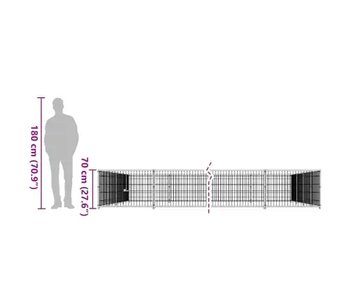 Suņu Voljērs, Melns, 40 M², Tērauds Vidaxl