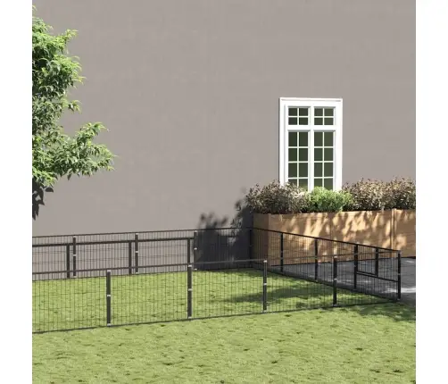 Suņu Voljērs, Melns, 40 M², Tērauds Vidaxl