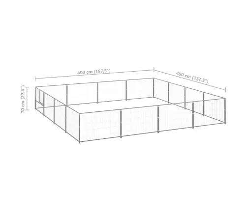 Suņu Voljērs, Sudraba Krāsa, 16 M², Tērauds Vidaxl