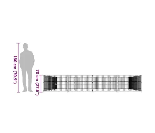 Suņu Voljērs, Sudraba Krāsa, 16 M², Tērauds Vidaxl