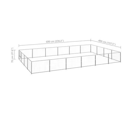 Suņu Voljērs, Sudraba Krāsa, 24 M², Tērauds Vidaxl