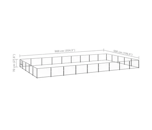 Suņu Voljērs, Melns, 45 M², Tērauds Vidaxl