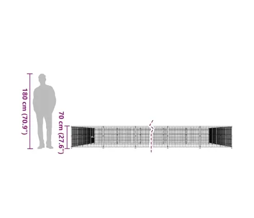 Suņu Voljērs, Melns, 45 M², Tērauds Vidaxl