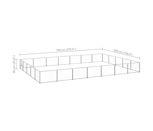 Suņu Voljērs, Sudraba Krāsa, 35 M², Tērauds Vidaxl