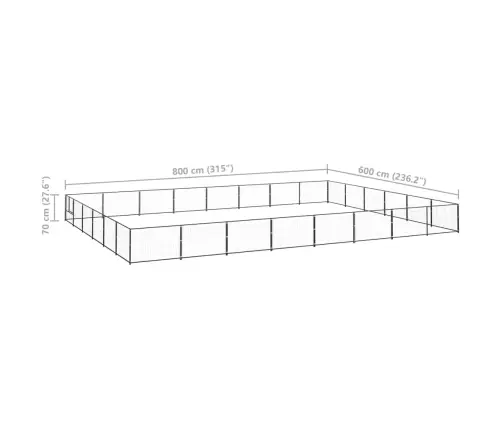 Suņu Voljērs, Melns, 48 M², Tērauds Vidaxl